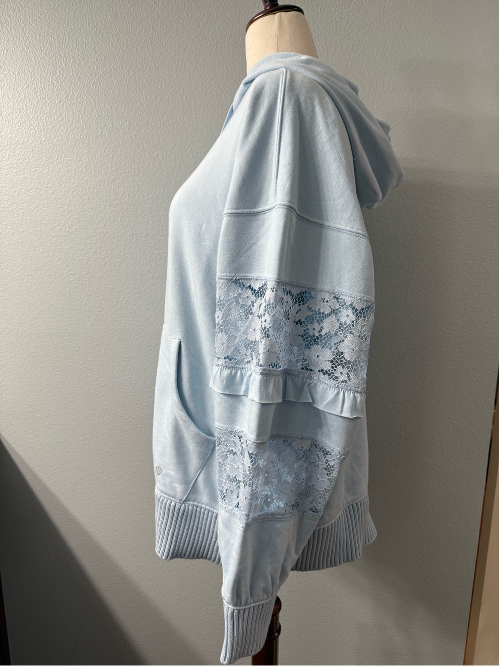 AS Revival Lace Sleeve Oversized Hoodie NWT Blue Boho French Terry Medium - Picture 5 of 8